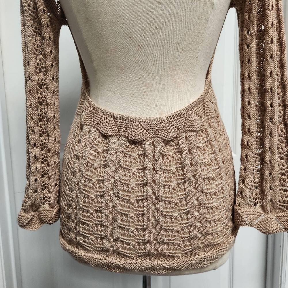 Crochet/Knit Mini Dress/Bathing Suit Cover-Up with Open Back - Picture 8 of 14